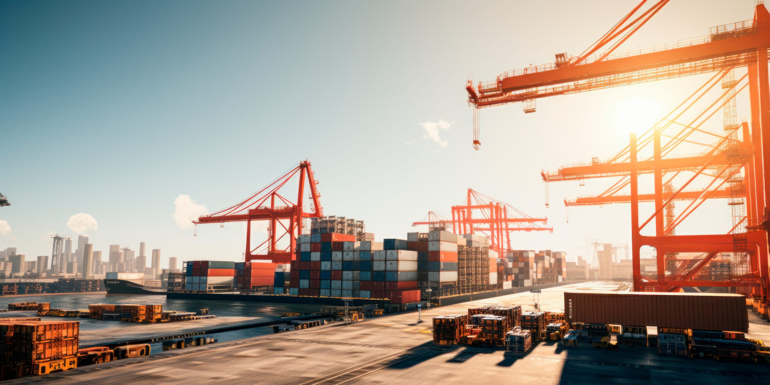 puerto maritimo granefa line a cargo port in a vibrant port city, hub Port City Dynamics. Created with generative AI technology.